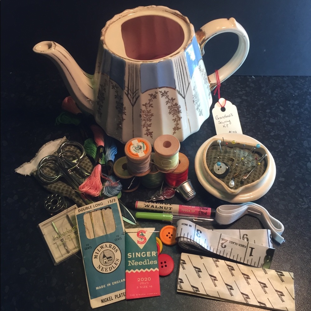 Grandma’s Sewing Kit Vintage Sadler Teapot